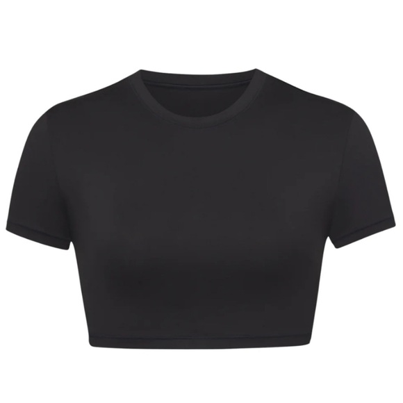 Skims swim crop top black T-SHIRT SW-TSH-0746 ONYX L Fitted Short Sleeve Top - Picture 6 of 6